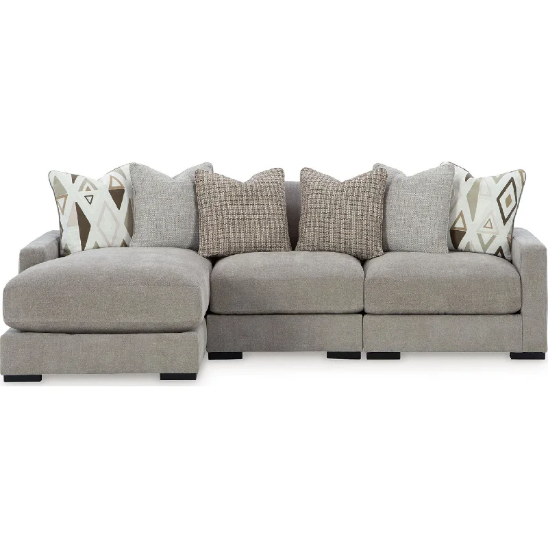 Aslan Court 3 Piece Sectional with Chaise - Pebble