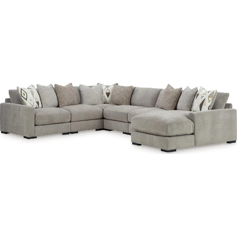 Aslan Court 6 Piece Sectional with Chaise - Pebble