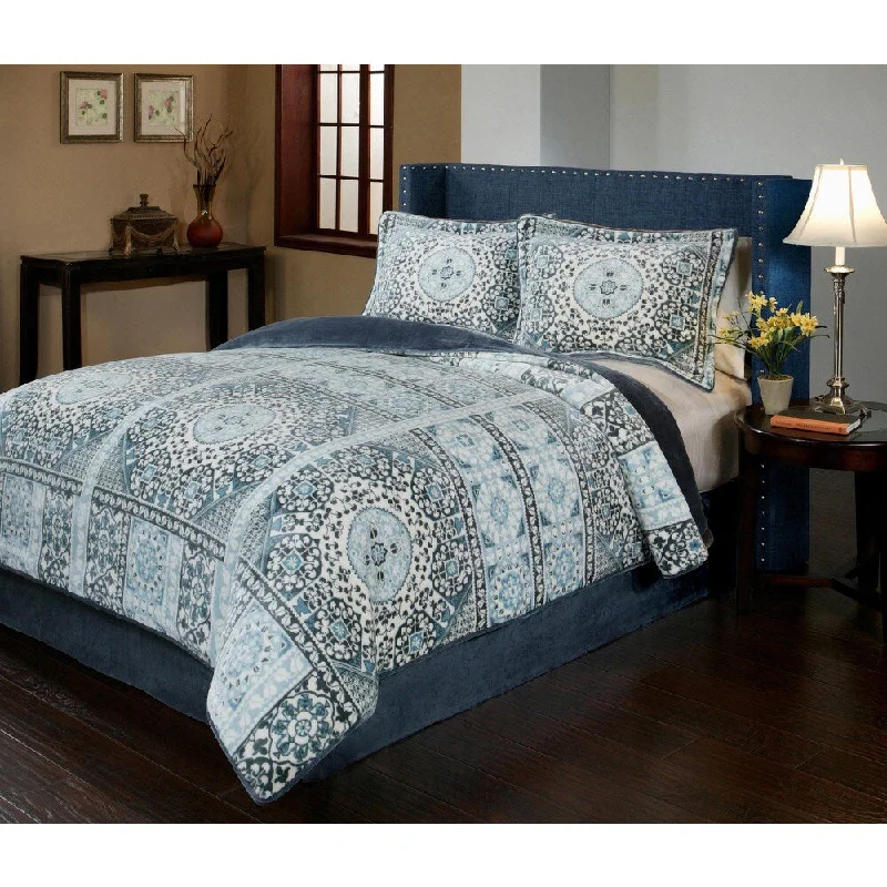 Azura Velvet Plush Print Comforter Set