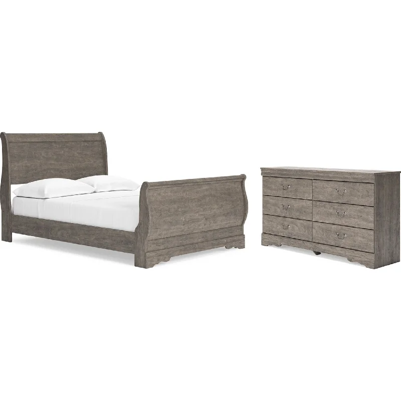 Bayzor 5 Piece Full Sleigh Bedroom - Gray