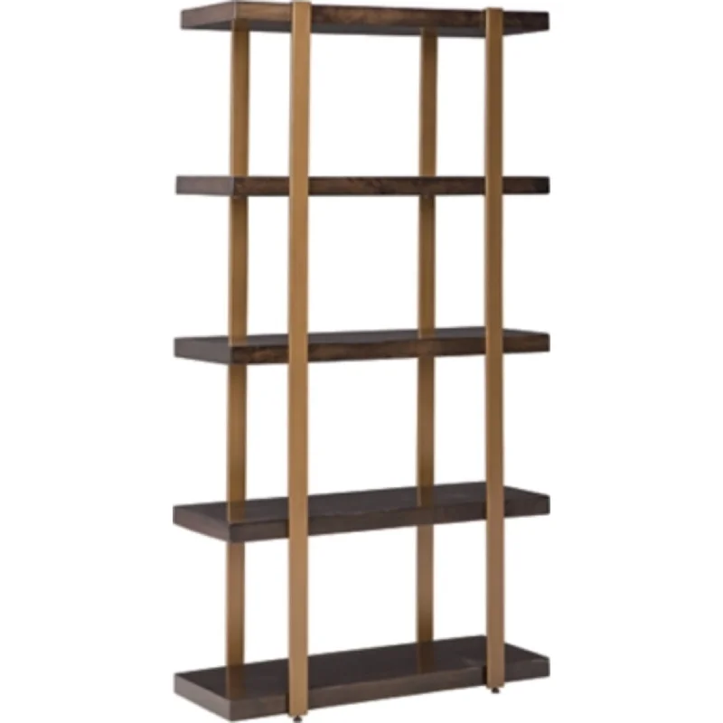 Beckville Bookcase - Gold Finish/Brown