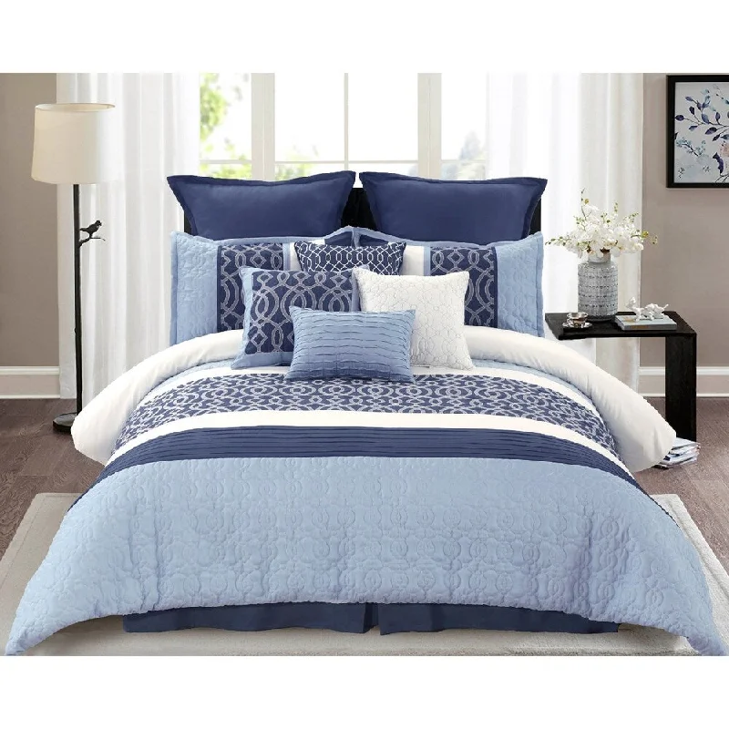 Belinda Embellished Comforter Set King in Blue