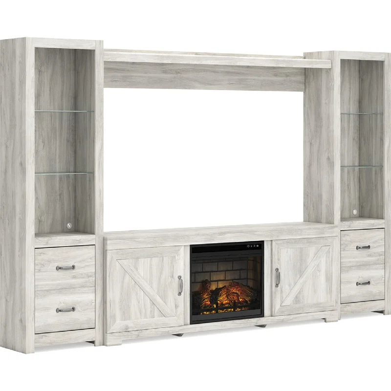 Bellaby Entertainment Unit with Fireplace - Whitewash