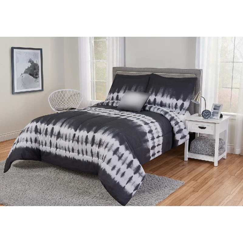 Black and White Tie Dye Reversible Comforter