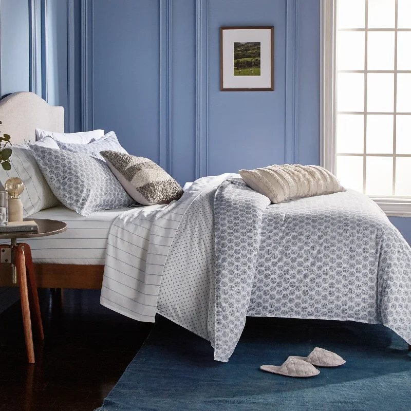 Blue Tile 3-piece Cotton Comforter Set