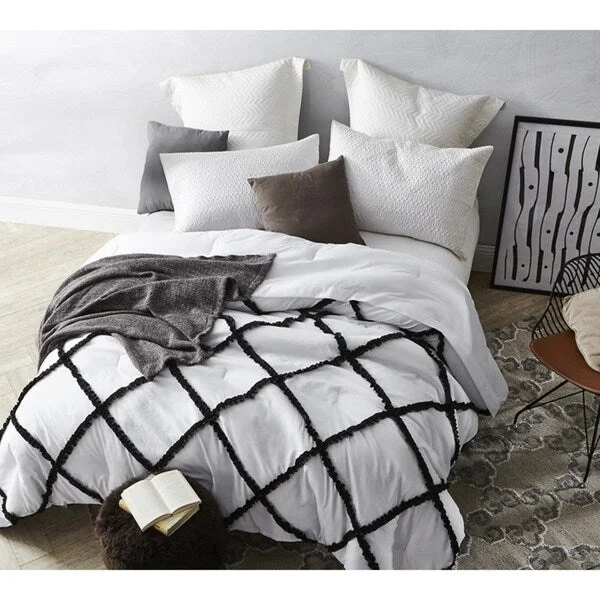 BYB Black on White Gathered Ruffles - Handcrafted Series Comforter