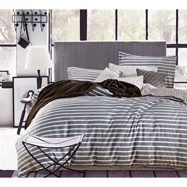 BYB Classic Grey Stripes Cotton Comforter (Shams Not Included)