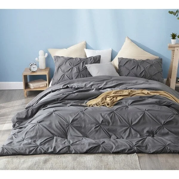 BYB Granite Gray Pin Tuck Comforter