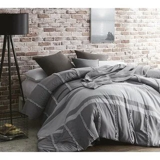 BYB Gray Dual Tone Linear Ruffles - Handcrafted Series - Oversized Comforter