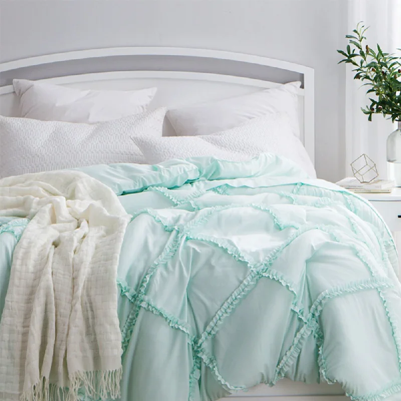 BYB Hint of Mint Gathered Ruffles Handcrafted Series Comforter (Shams Not Included)