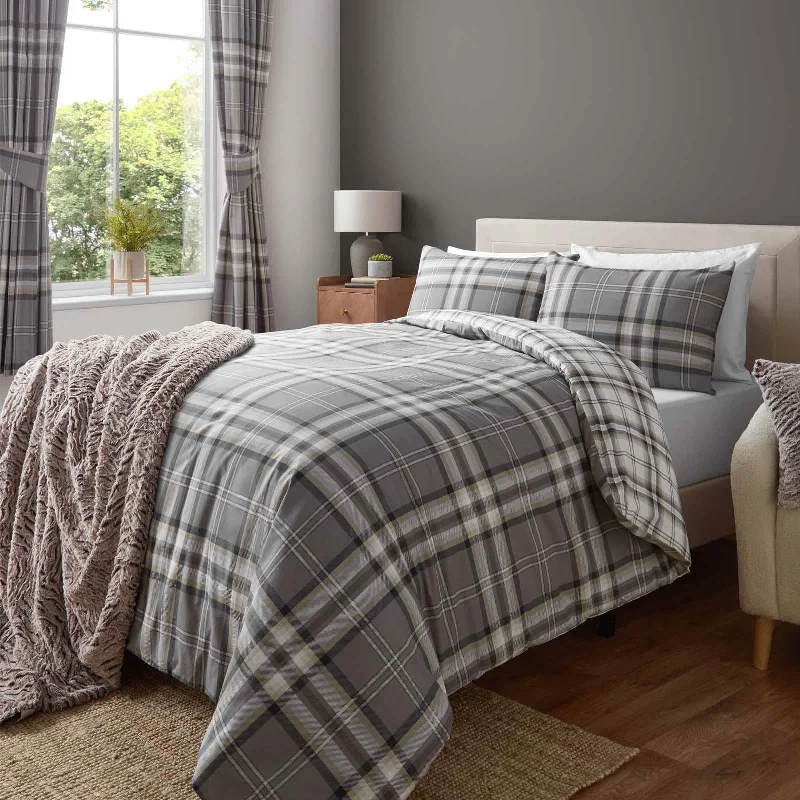 Kelso Check Duvet Cover Set Charcoal