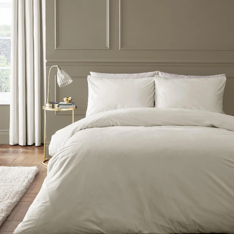 Kingsley Matt Velvet Duvet Cover Set Cream