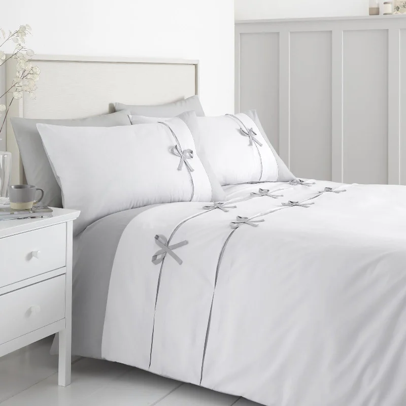 Milo Bow Duvet Cover Set White