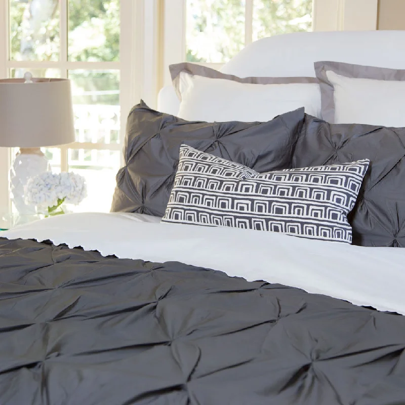 Charcoal Grey Valencia Pintuck Duvet Cover