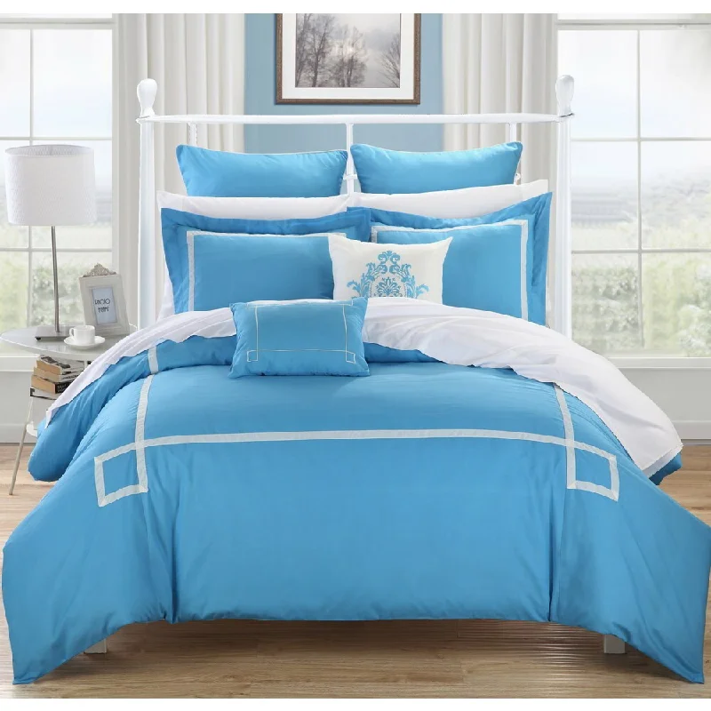 Chic Home Willard Blue 7-piece Embroidered Comforter Set