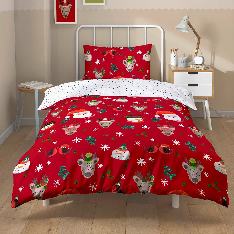 Festive Holiday Santa Duvet Cover Set with Pillowcases Reversible Xmas Design OEKO-TEX Certified Cosy Winter Bedding by OLIVIA ROCCO