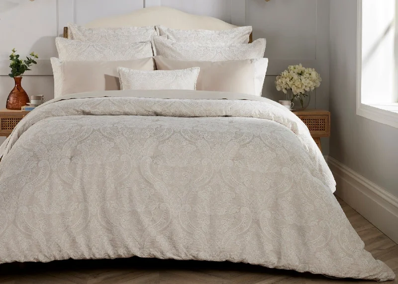 Christy "Emah" Jacquard Duvet Cover Sets in Oyster Colour