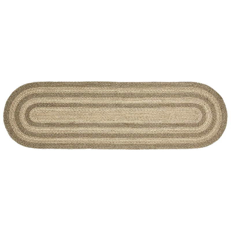 Cobblestone Jute Rug/Runner Oval w/ Pad 22x72