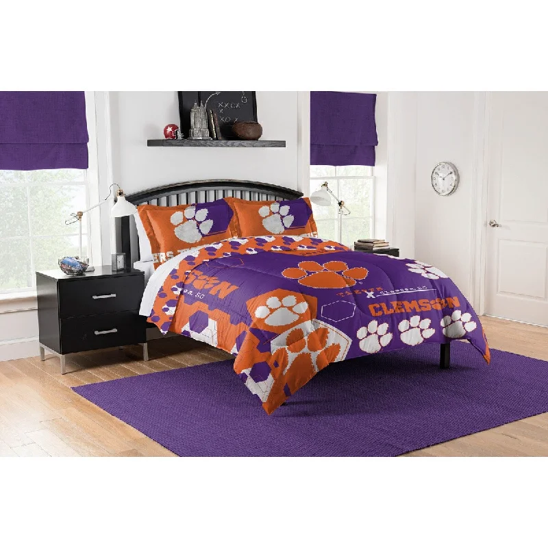 COL 849 Clemson Hexagon Take F/Q Comforter Set