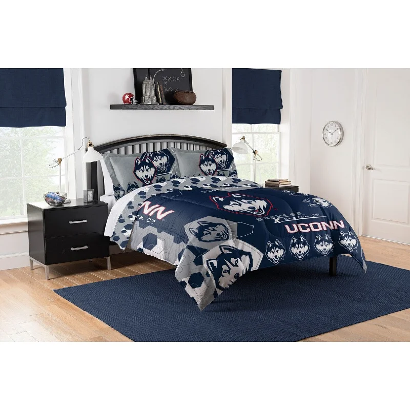 COL 849 UConn Hexagon Take F/Q Comforter Set