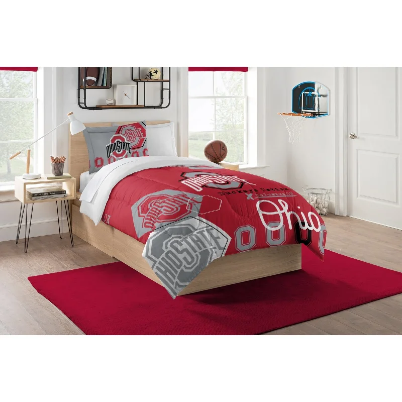 COL 862 Ohio State Hexagon Twin Comforter Set