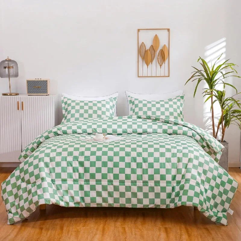 Comforter Set Bedding Set Fluffy Plaid Down Alternative Comforter