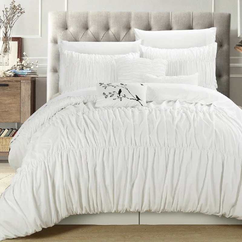 Copper Grove Senna White Pleated and Ruffled 7-piece Comforter Set