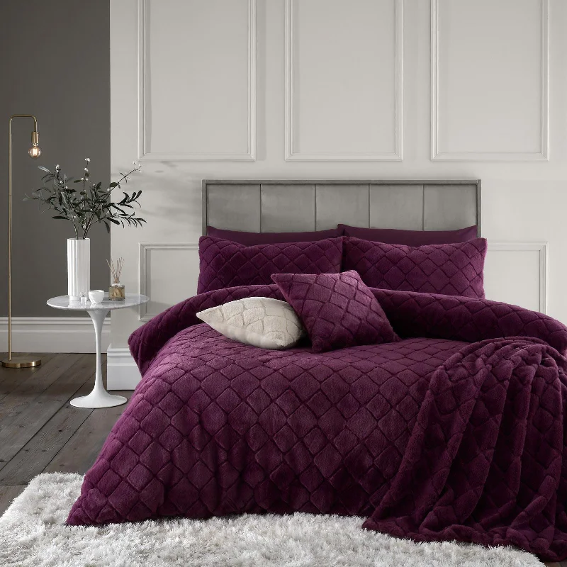 Cosy Diamond Duvet Cover Set Plum