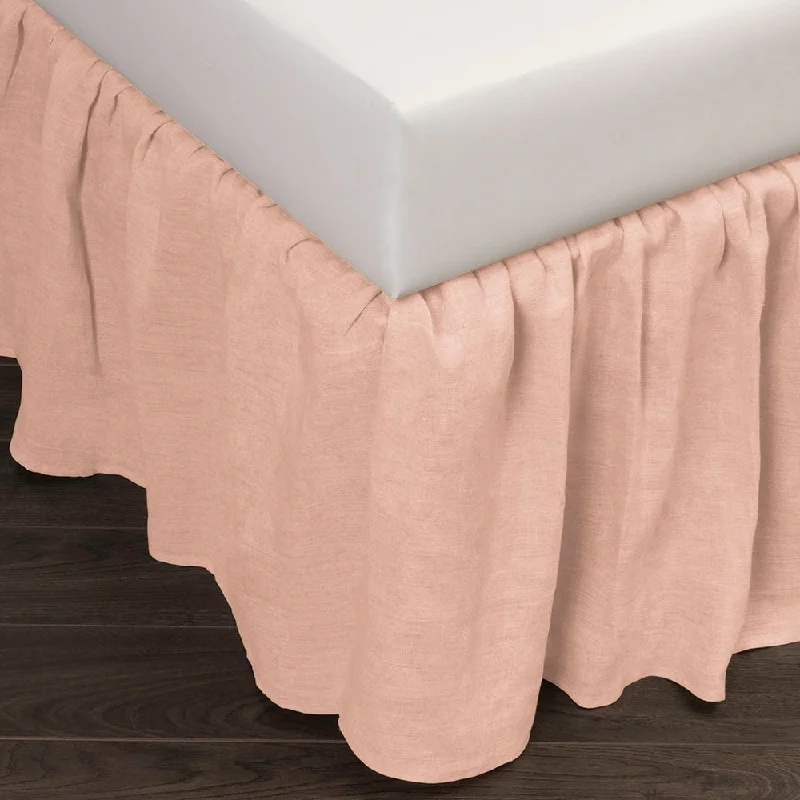 Cottage Home Sillo Pink Linen 3 Piece Tuck In Bed Skirt