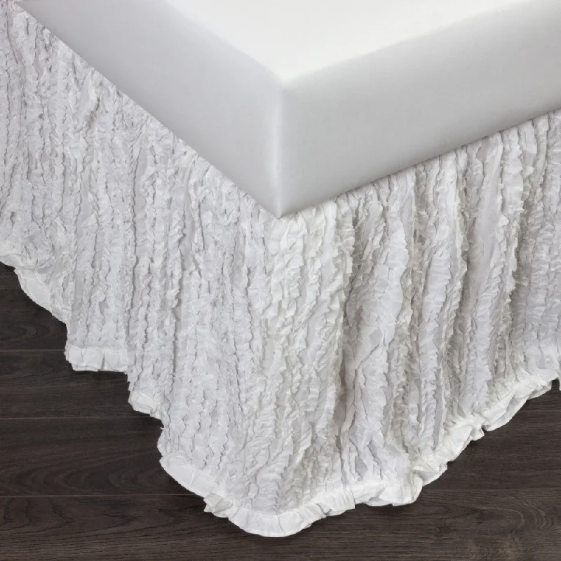 Cottage Home White Cotton Ruffle 3 Piece Tuck in Bed Skirt