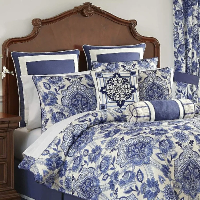 Croscill Leland Blue Damask 4 Piece Comforter Set