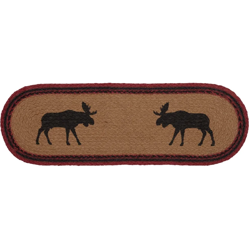 Cumberland Stenciled Moose Jute Runner Oval 8x24