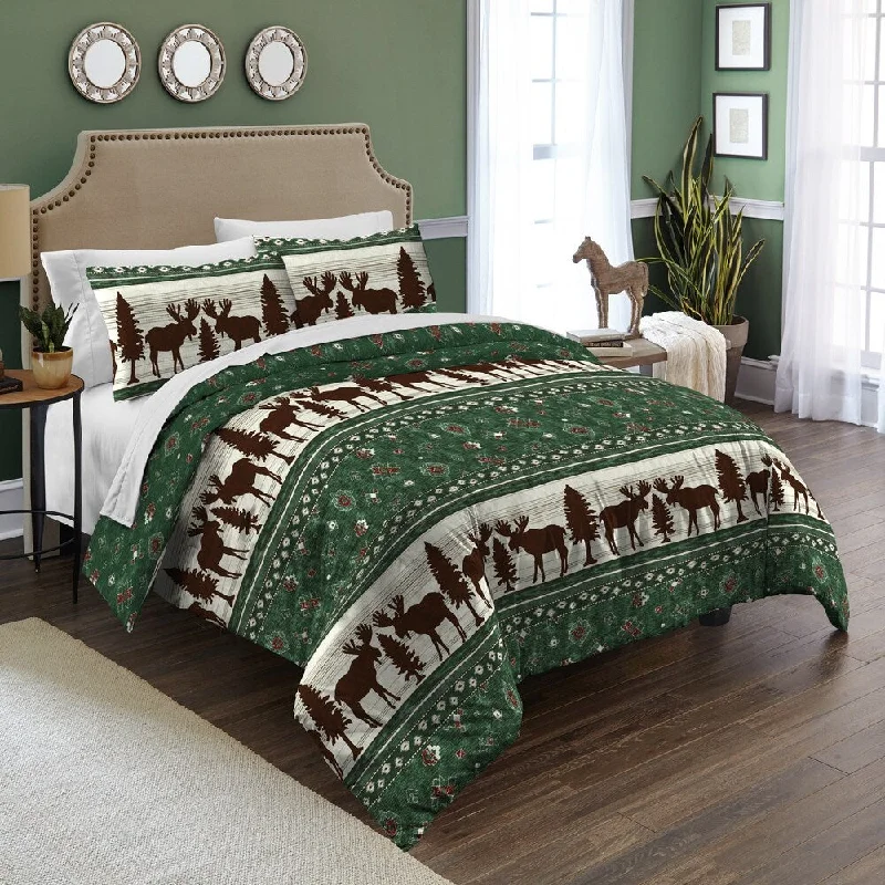 Destinations Moose Fair Isle Cotton 3-piece Comforter Set