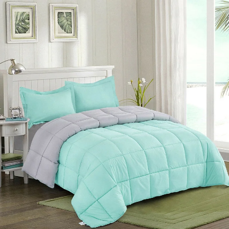 Down Alternative Comforter Set 3 PCS with Shams Twin Aqua