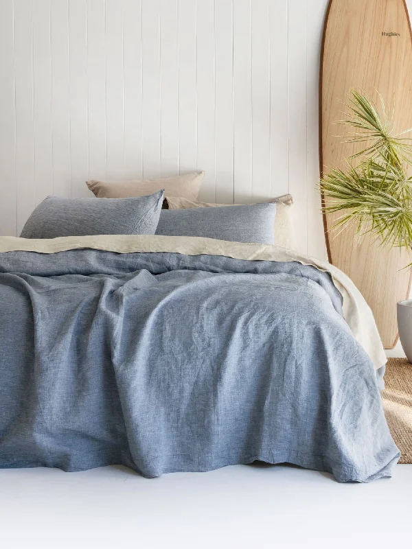 100% Linen Duvet Cover in Ocean