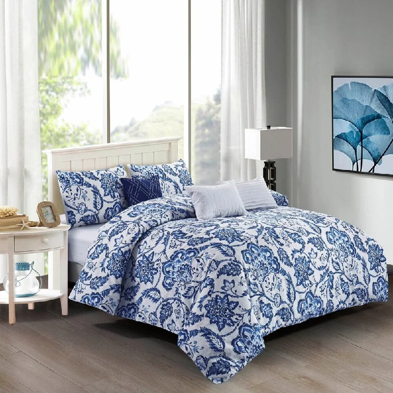 Elana Cotton Comforter Set in Blue