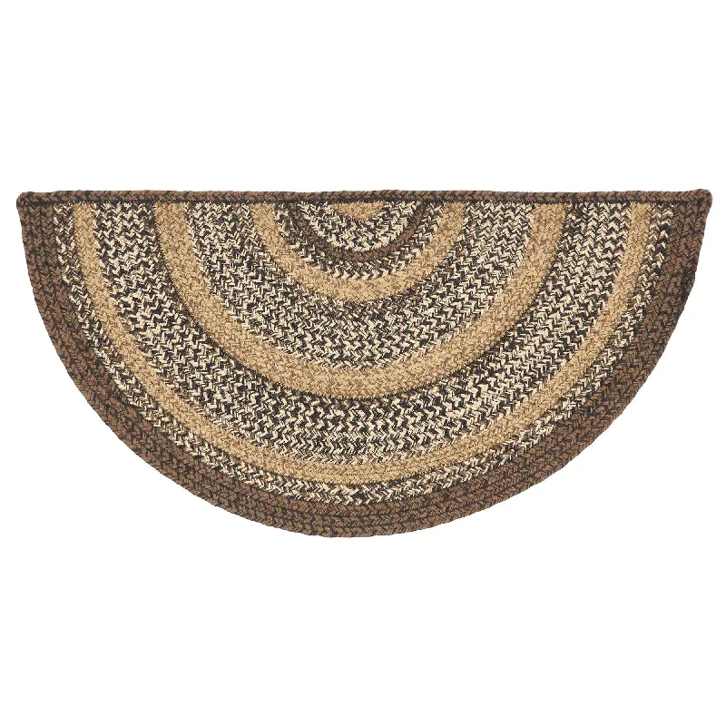 Espresso Jute Rug Half Circle w/ Pad 16.5x33