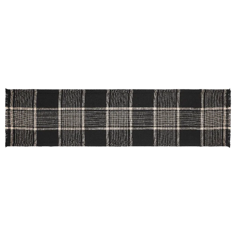 Eston Black Tan Plaid Runner 12x48