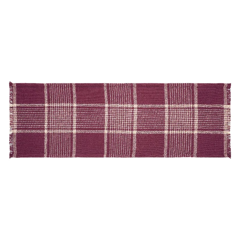 Eston Burgundy Tan Plaid Runner 12x36