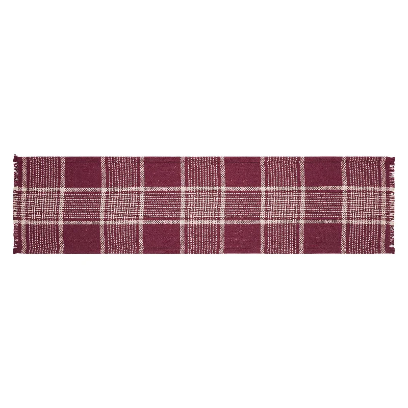 Eston Burgundy Tan Plaid Runner 12x48