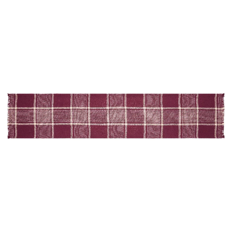 Eston Burgundy Tan Plaid Runner 12x60