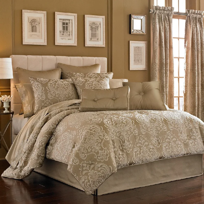 Five Queens Court Maureen Tan Woven Jacquard 4-piece Comforter Set