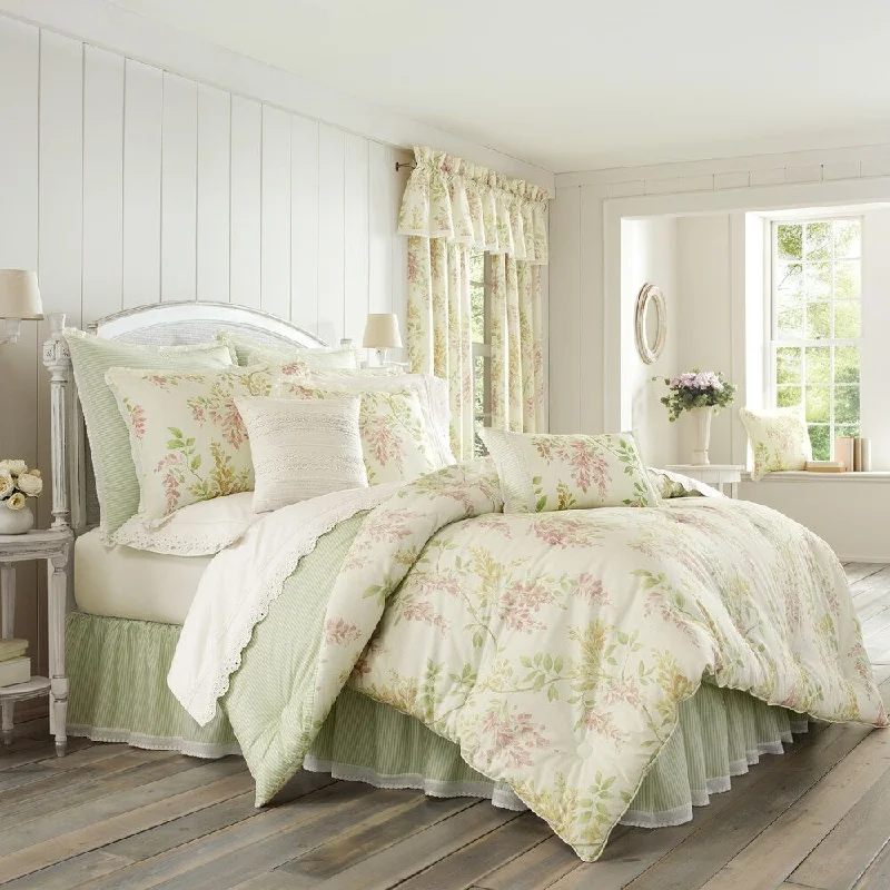 Five Queens Court Weatherly Floral 100% Cotton 4 Piece Comforter Set