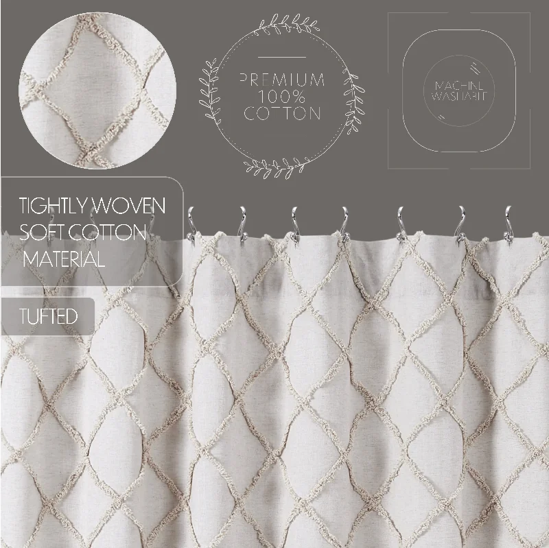 Frayed Lattice Oatmeal Shower Curtain 72x72