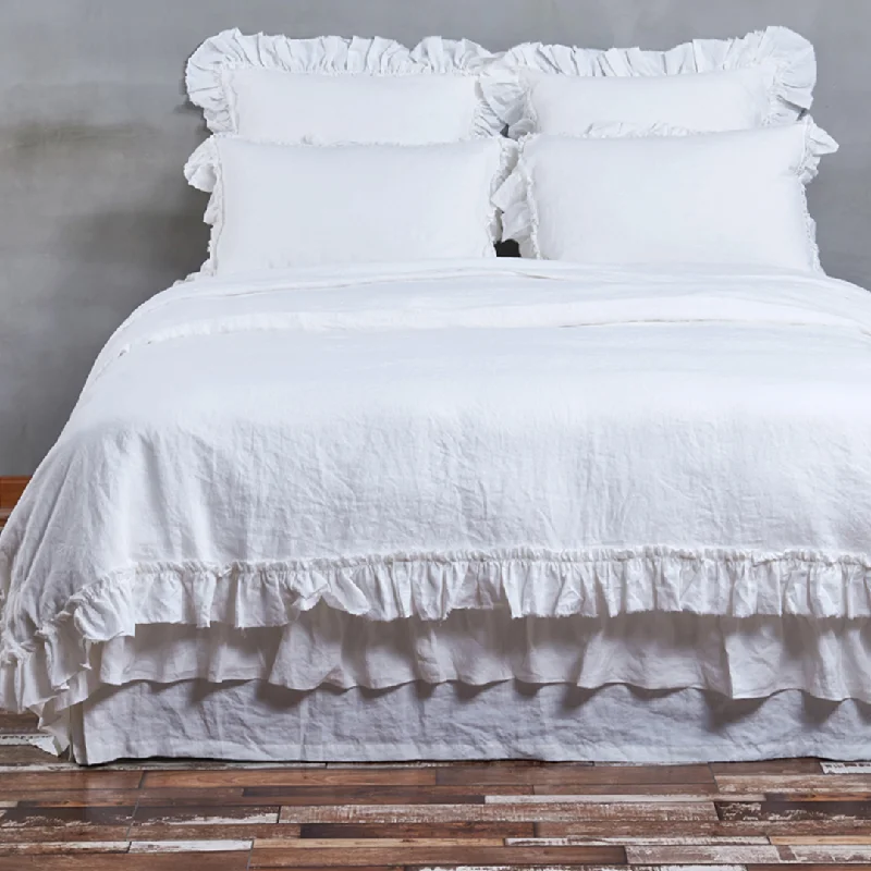 Hand Frayed Ruffles Linen Duvet Cover