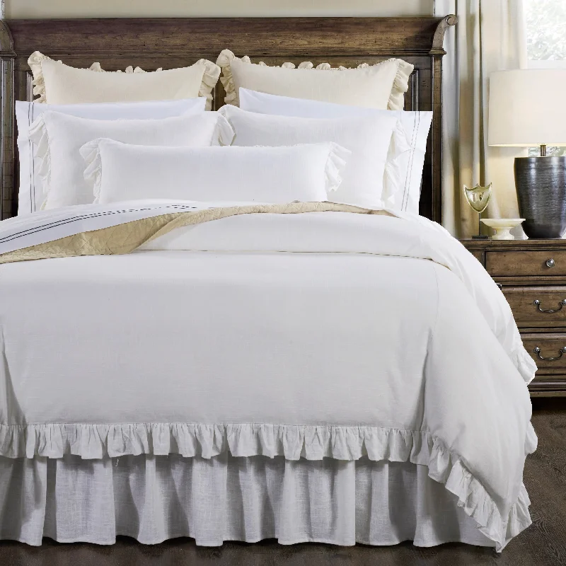 HiEnd Accents Lily Washed Linen Gathered Bed Skirt