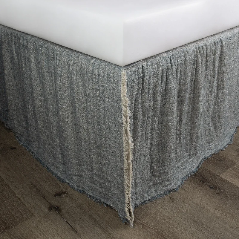 Kenton Peacock Natural Linen Reversible 3 Piece Bed Skirt