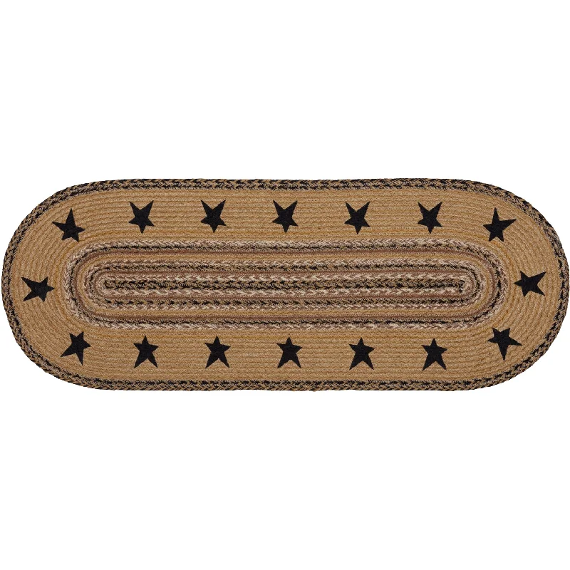 Kettle Grove Jute Runner Stencil Stars Border 13x36