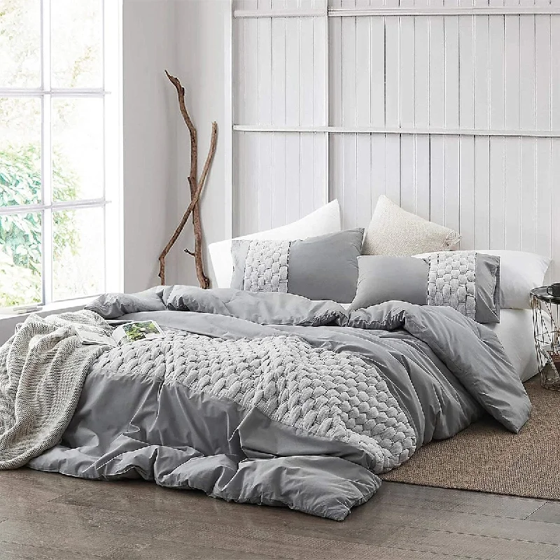 Knit and Loop Textured Oversized Comforter - Alloy/Glacier Gray