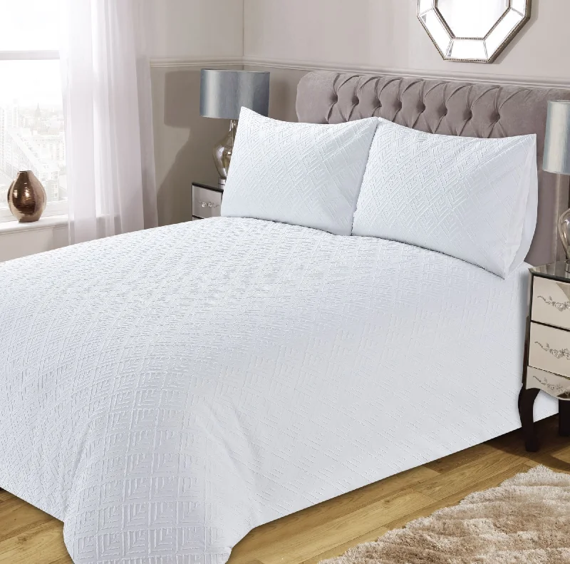 Lewis's Diamond Embossed Microfibre Duvet Set - White